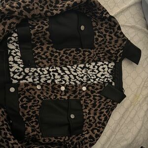 Blue Blush Black and Brown Varsity Jacket